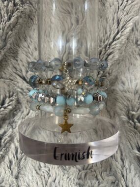 Erimish Kids (gem jams) Blue, Silver & Gold Star Beaded Stack Bracelet Set